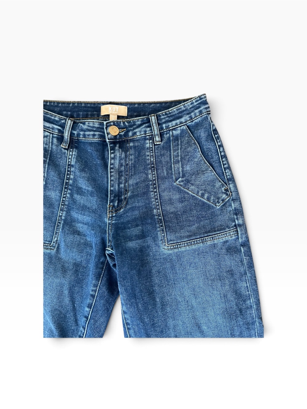 Kut from the Kloth Women’s Barrel Leg Carpenter Jeans in Dark Blue Denim - Picture 2 of 7